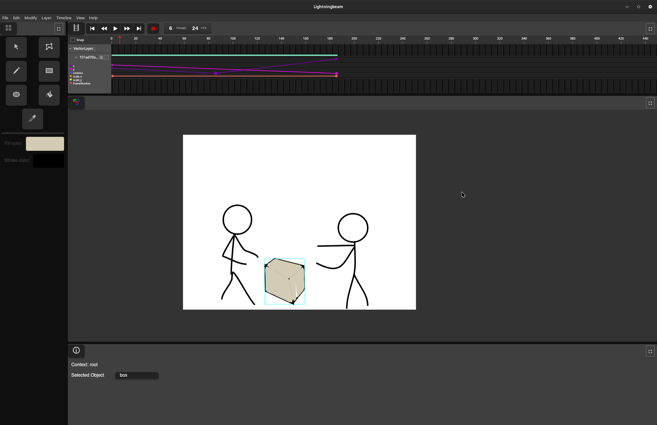 Screenshot of the Tauri build with a basic animation